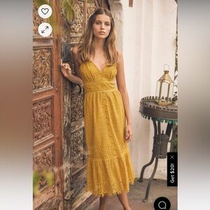 Lulus Robyn Lovely Mustard Yellow Lace Dress